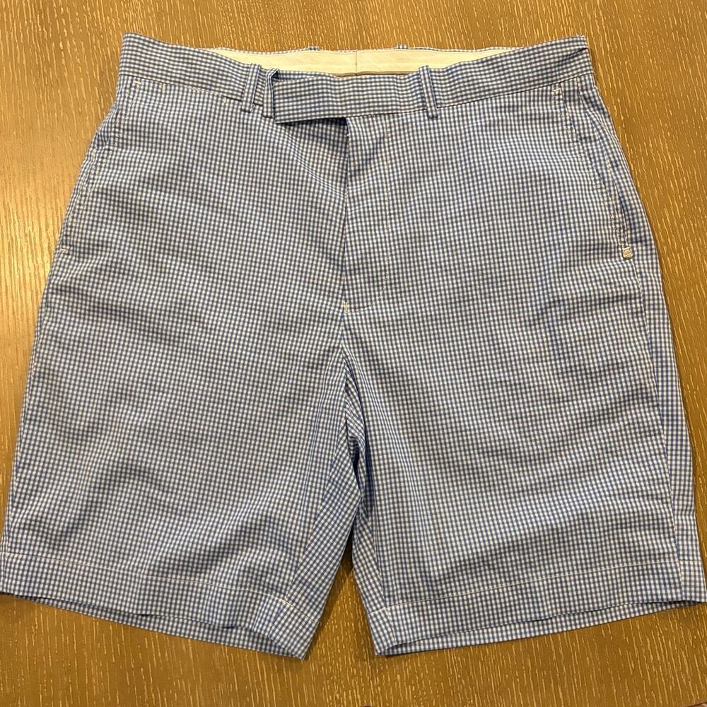 RLX Ralph Lauren Shorts Mens 34 Blue White Gingham Check Golf‎ Chino